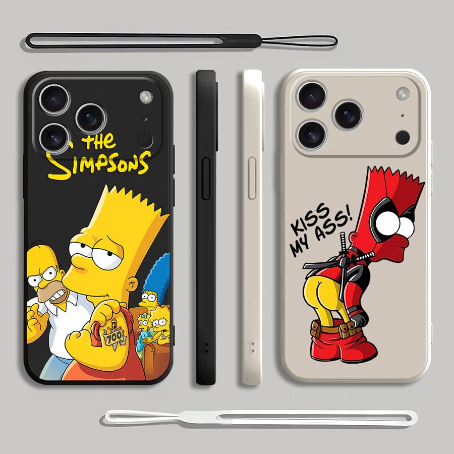 Lanyard Anime Logo - Coque de téléphone rouge Bart Simpson