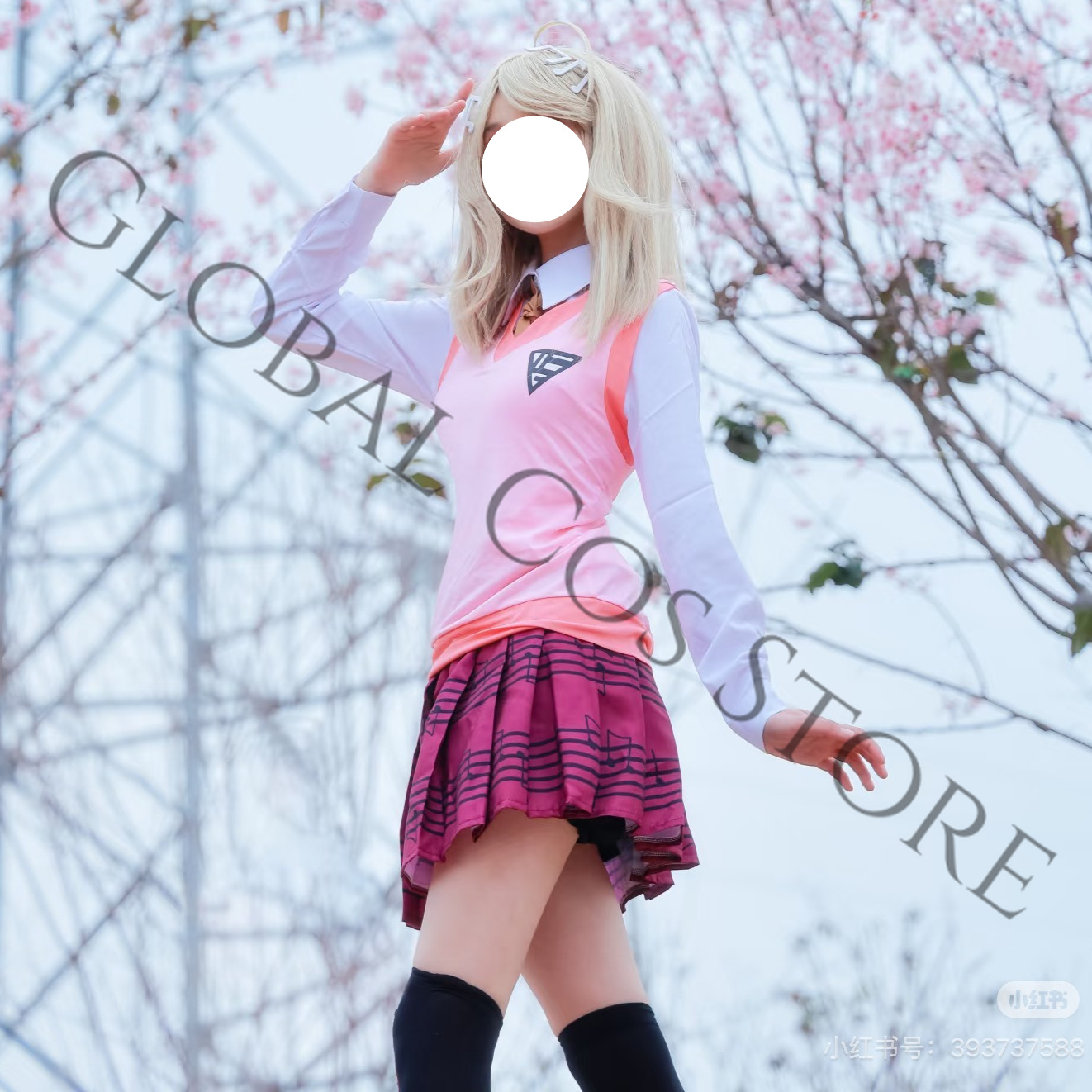 Cosplay Wig Colored - Ensemble de costume de cosplay rose